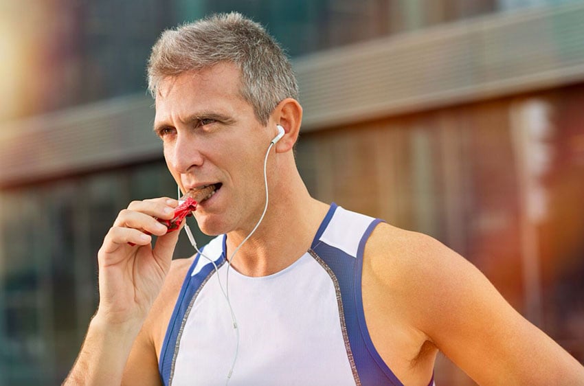 Man snacking on healthy snacks