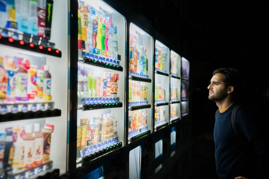 Shopper making purchase decisions